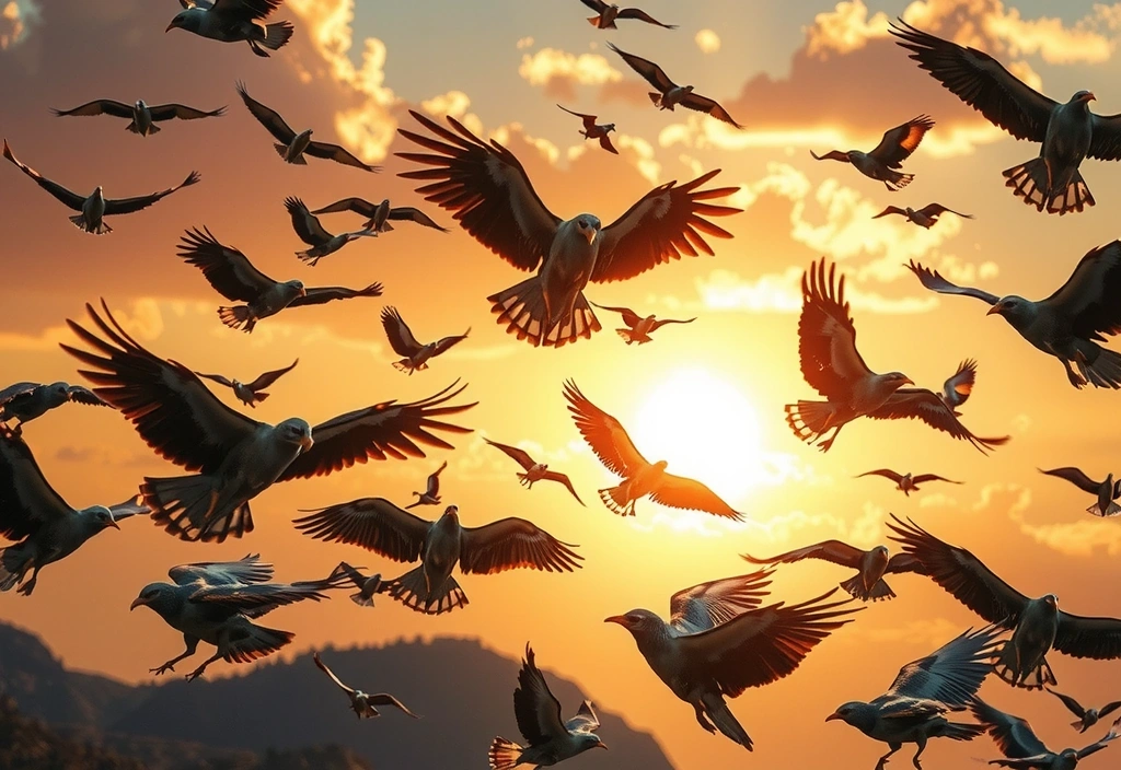 Intense in-game battle scene with multiple birds clashing