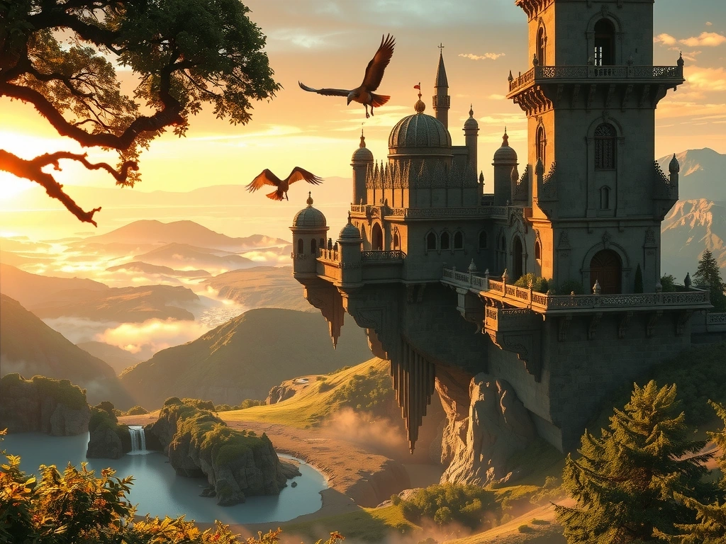 Beautiful concept art of a bird kingdom in Birds Empire Game