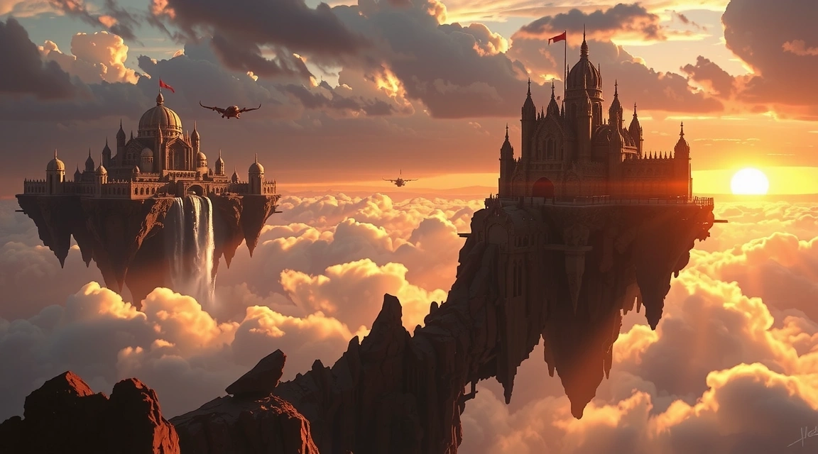 Concept art of an ancient sky city