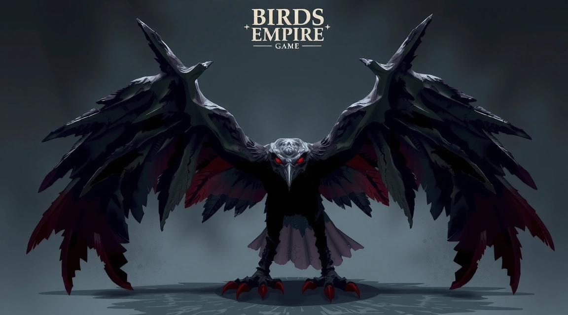 Concept art of a dark, mysterious avian enemy