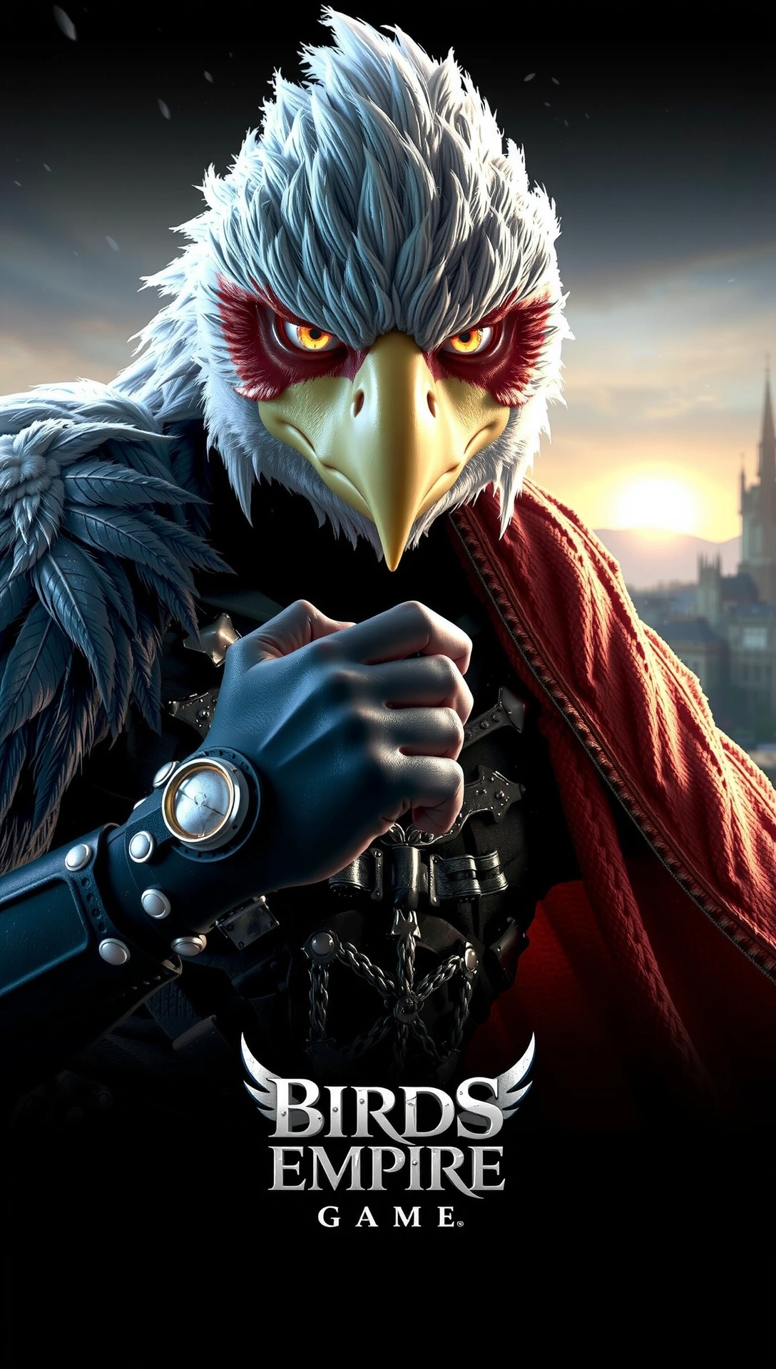 Mobile wallpaper of a heroic bird character close-up