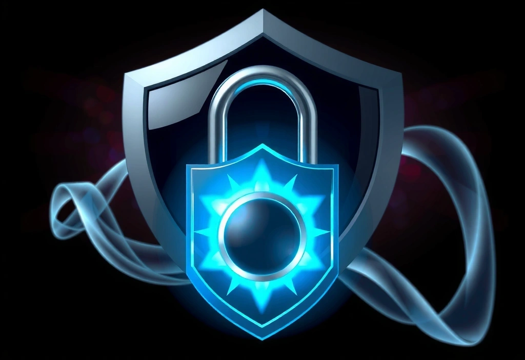 Digital padlock and shield symbolizing data security